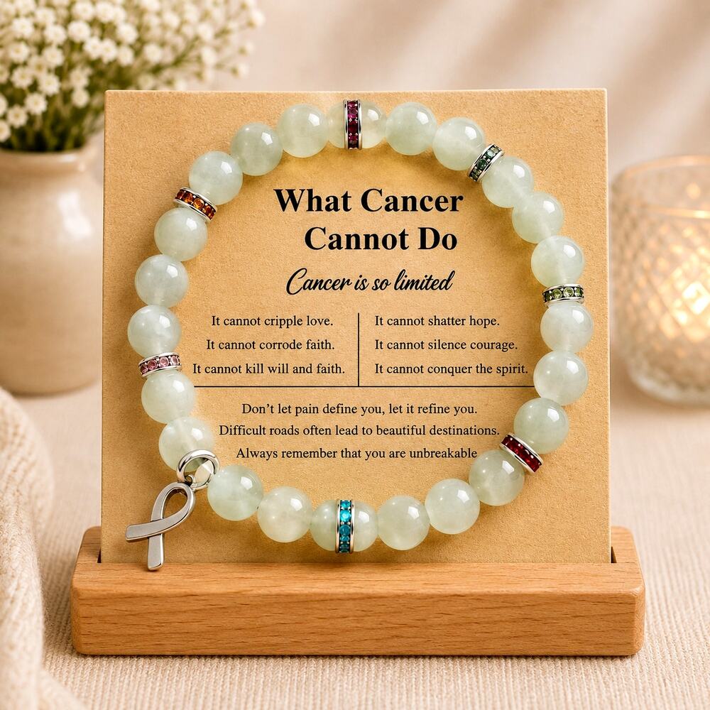 Inspirational Beaded Cancer Survivor Unisex Gift bracelet Green Aventurine